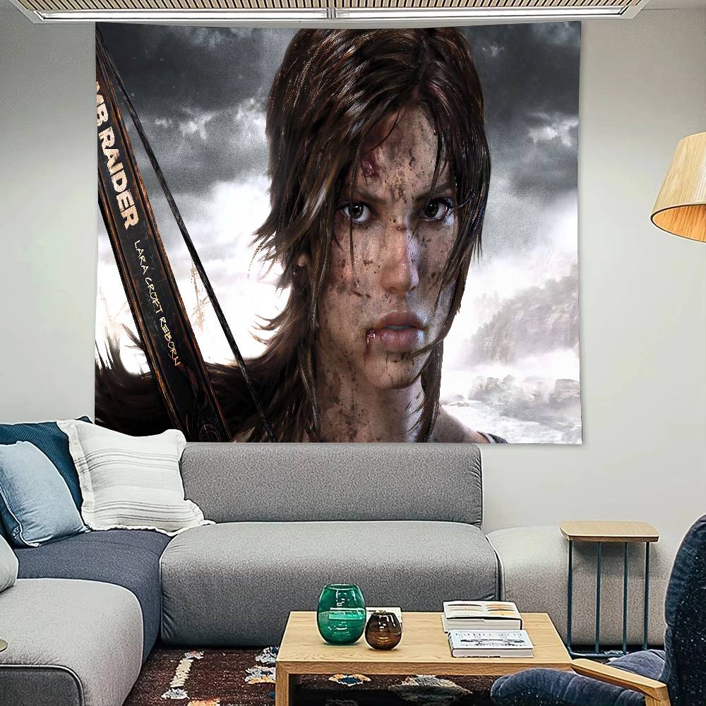 

Game LLara Croft Cool TTomb Raider Tapestry Decoration Bedroom Dormitory Background Cloth Holiday Home Party Living Room Club 74x94cm(29x37in)