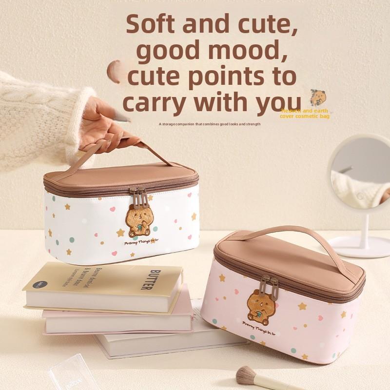 Cute Bear Cosmetic Organizer With Large Capacity For Travel And Daily Use