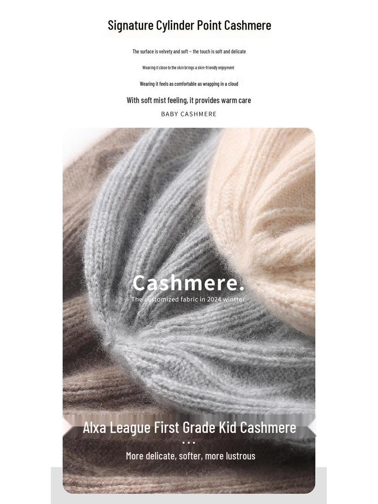 Unisex Wool & Cashmere Knit Beanie - Warm Winter Hat with Ear Protection