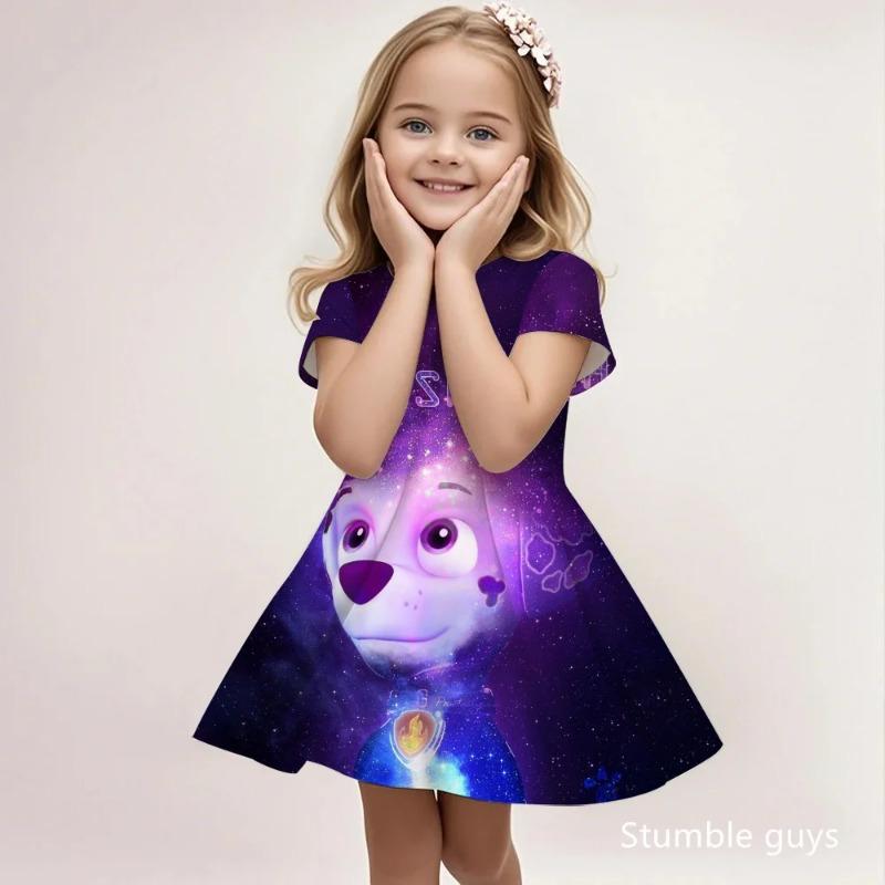 Summer Cute Cartoon Dress Girls Peppa Pig Casual Fashion Beach Sundress Soft Lightweight 110