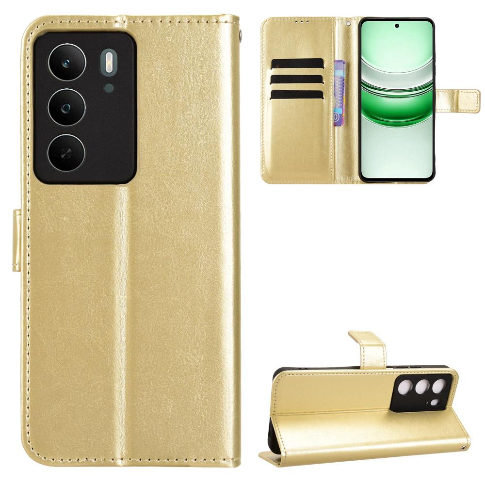 

For Realme C71 4G PU Leather Case with Strap Crazy Horse Texture Phone Wallet Cover C