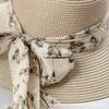 Bow Ribbon Woven Straw Hat Women's Summer French Hepburn Wind Shade Sunscreen Hat Casual Beach Sun Hat