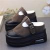 Fashion 12CM Genuine Leather Fashion Height Increasing Ladies Platform Wedge Fashion Slippers Women Slip On Casual Females Shoes