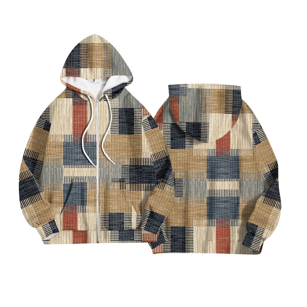 Women's Fashion Jacket Casual Printed Long-sleeved Hooded Cardigan Sweatshirts