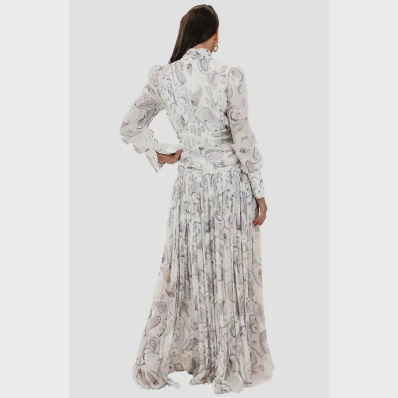 Australian Fashion Silk Print High-Slit Seaside Holiday Dress