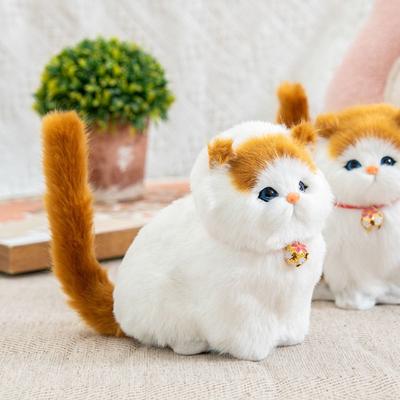 Fluffy Simulation Cat Plush Toy Cute Stuffed Animals Doll Imitation Cat Plush Doll  Car Decoration
