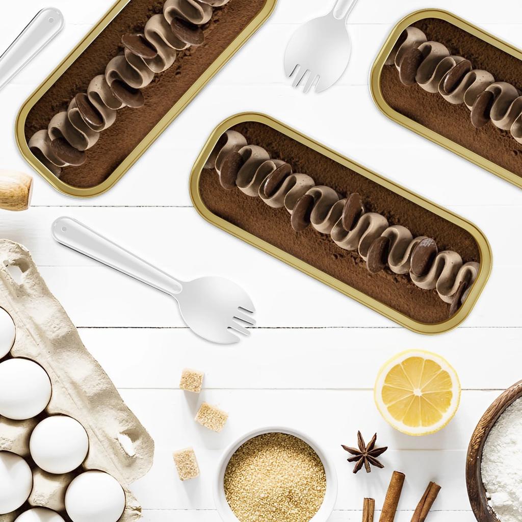 150Pcs Mini Cake Pans with Lids and Spoons 200ml Non-Stick Foil Baking Loaf Pans Rectangular Foil Bread Container for Kitchen