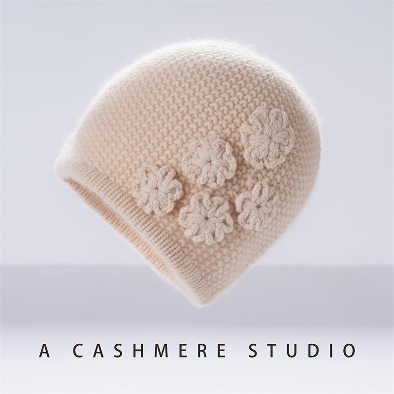 Autumn and Winter New Cashmere Hat Women's Hand-woven Thickened Fashionable and Elegant Headgear Short Line Hat