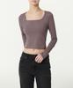 MUSINSA STANDARD WOMAN Women'S Slim Crop Square Neck Long Sleeve T-Shirt [Red Brown]