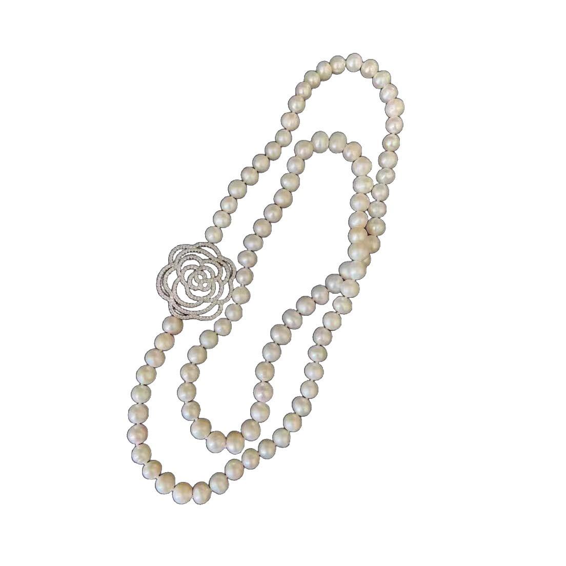 

Camellia flower pearl stackable belt necklace 2026 new popular neck chain fashion temperament long sweater chain women