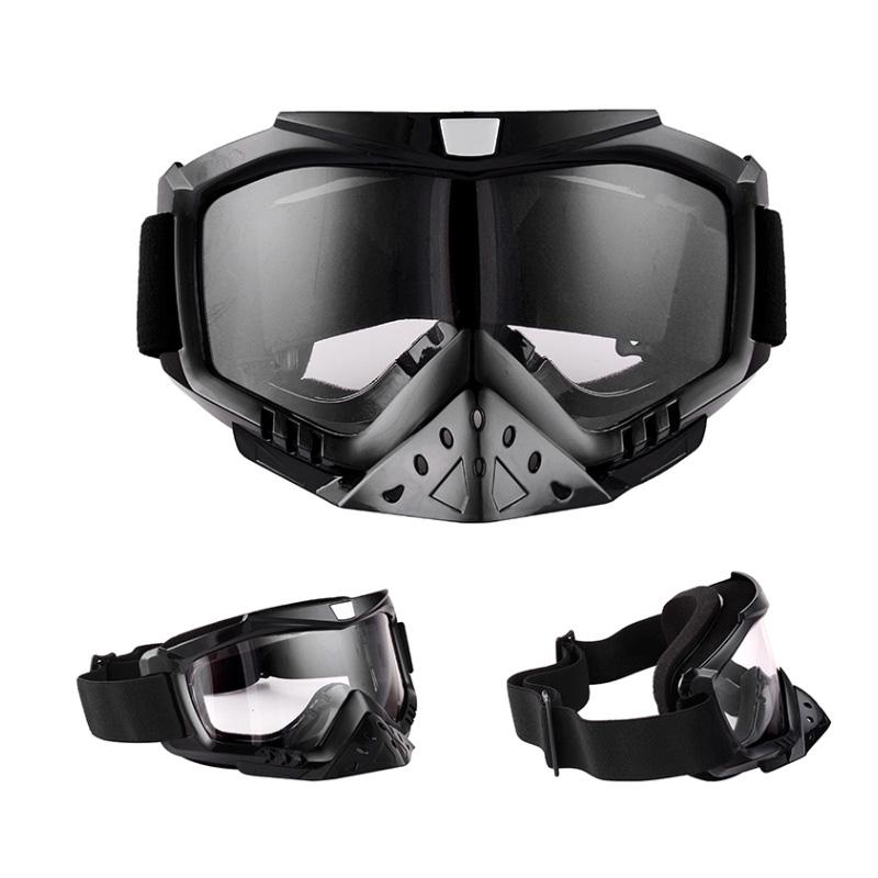 Motocross Ski Glasses Goggle with Nose Guard Dark Gray Silver Print Outdoor Sport Ski Goggles Windproof Glasses