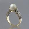 Inlaid With Delicate Synthetic Pearl Women'S Ring, Retro-Style Jewelry Plated With 14K Gold