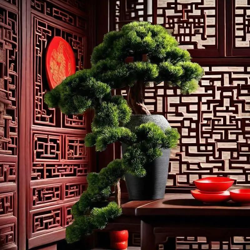 Artificial Cliff Cypress Welcome Pine Bonsai Plant Office Green Plant False Tree Decoration Hotel Soft Installation Landscape