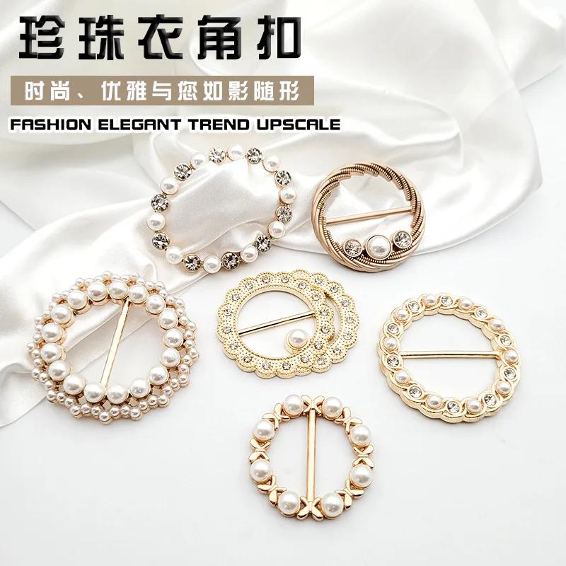 1pcs Temperament Rhinestone Clothes Corner Knot Buckles Women's Silk Scarf Clothes T-shirt Shirt Hem Knot Decorative Button