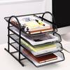 Desktop Iron Mesh File Holder: Multi-layer Storage Rack with Pull-out Metal Baskets