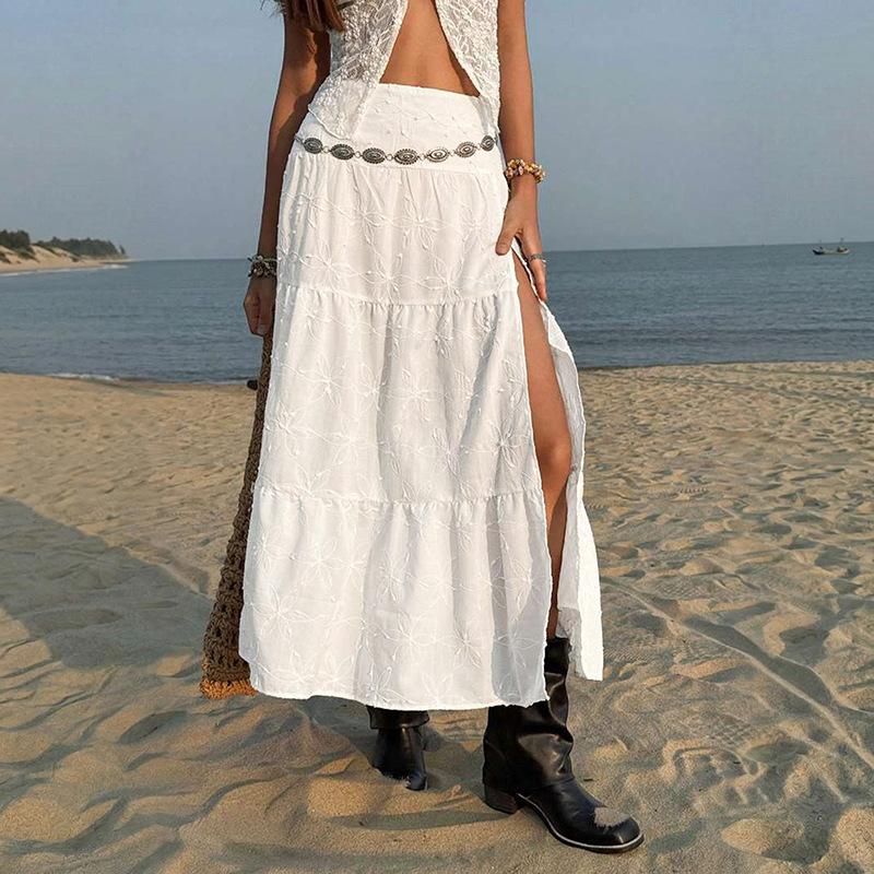 

TIFICY Women s Solid Color Print Casual Summer Spring Skirts M белый