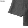 ZANZEA Women Short Sleeve Cropped Tops and Long Pants Two Piece Suit Sets