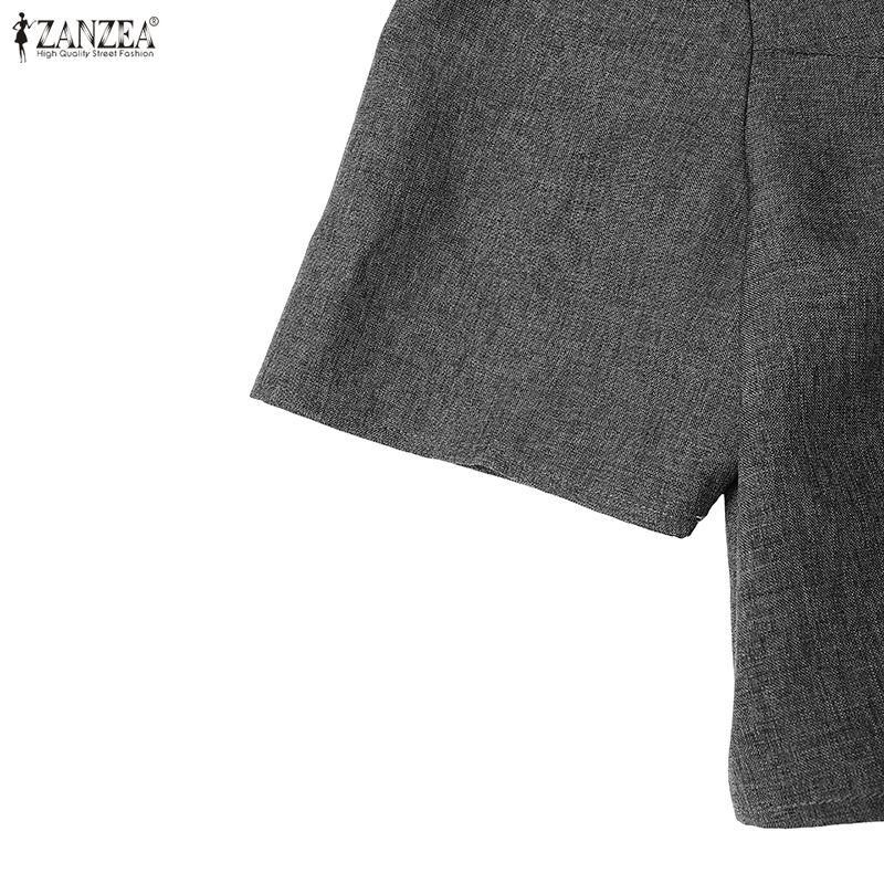 ZANZEA Women Short Sleeve Cropped Tops and Long Pants Two Piece Suit Sets