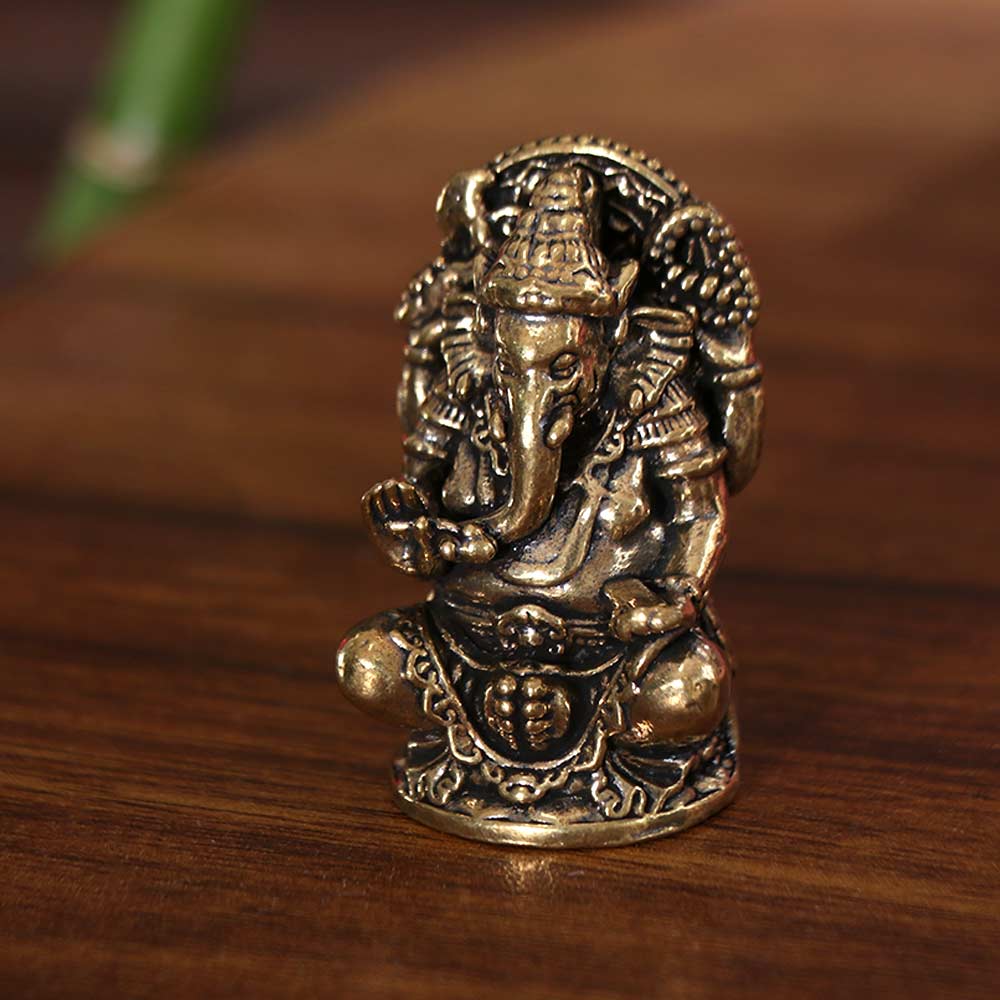 Vintage Elephant God Figure Sculpture Mini Elephant Hindu God Figurines Ganesha Statue  Bedroom