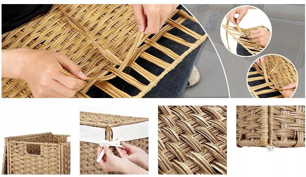 Hand-woven Rattan Laundry Basket 90L Laundry Organizer with Lid