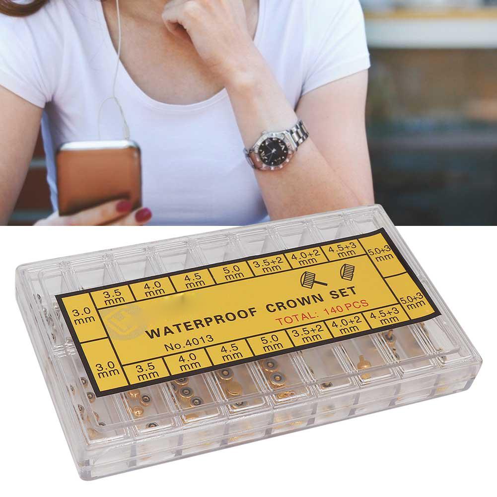 140pcs/box Watch Crown Parts Assorted Accessories Watch Repair Tool for Watchmakers