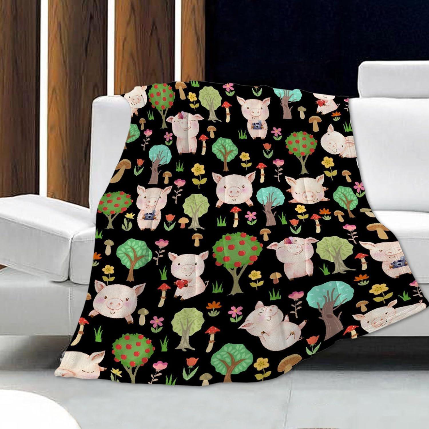 

Cartoon pink piglet Printed Blanket for Sofa Bed Travel Camping Living Room Office Conditioning Blanket for All Seasons Gifts 75x90cm