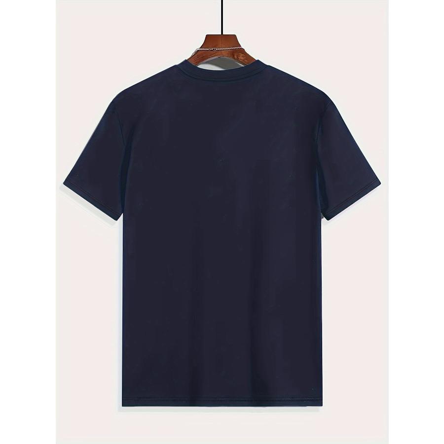 [Customer Favorite] Men's Breathable 3D Letter Print T-Shirt - Casual Round Neck, Short Sleeve Tee for Summer & Outdoor Activities