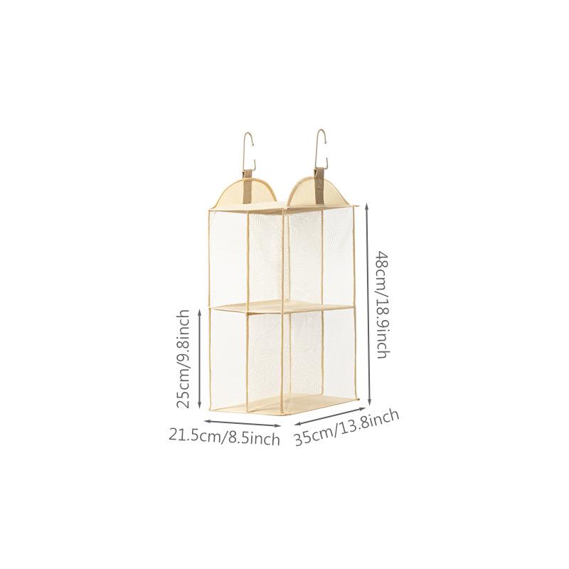 Двухслойный подвесной органайзер для хранения сумок крепится на дверь шкафа экономит место держатель для сумок и кошельков пыленепроницаемый многофункциональные карманы для хранения 2Layer бежевый 1200₽