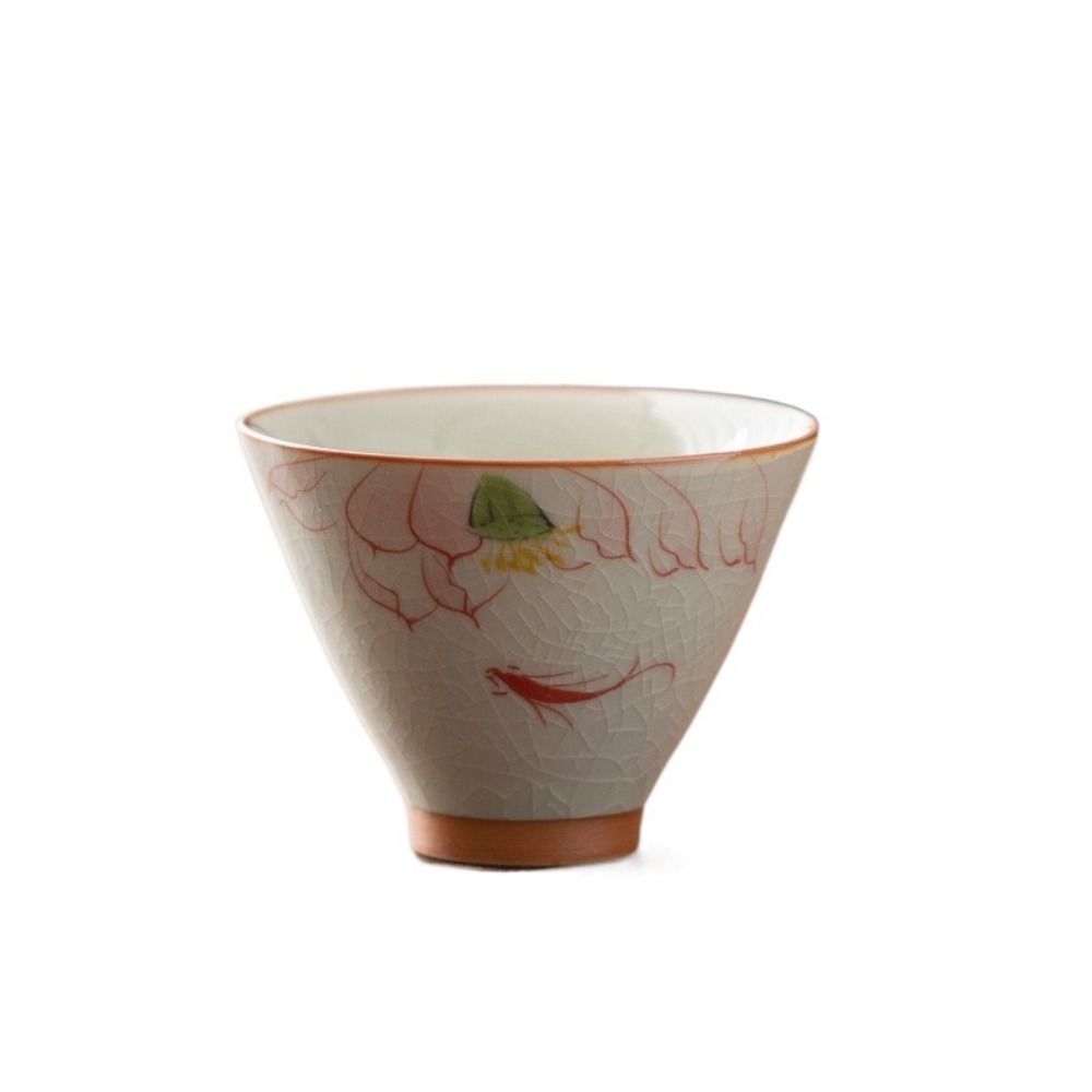 Lotus Graphic Ge Kiln Ceramic Tea Cup Hand-painted Tea Tasting Cups Kung Fu Tea Cup  Tea Making