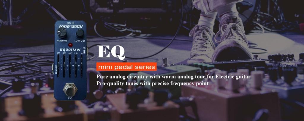 Designed and manufactured in the Tone Weal EQ is part of the MINI Pedal It features a push button with low frequency cut function and a master volume