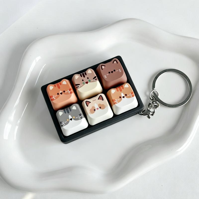 Cute Cartoon Cat Shaped Keycaps Vivid Patterns Smooth Touch Replaceable for Mechanical Gaming Keyboard DIY Desktop Decor