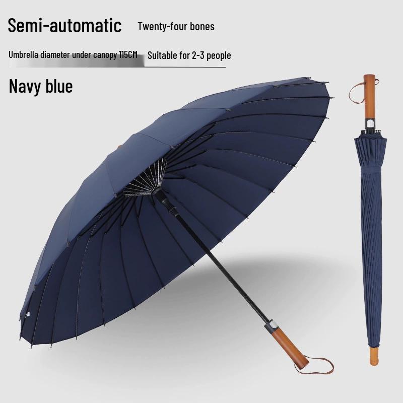 Vintage Wood Handle Automatic Windproof Long Umbrella