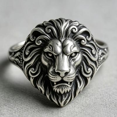 Anel de leão retrô de luxo novo para homens, anel personalizado de imitação de prata tailandesa, joias de estilo europeu e americano