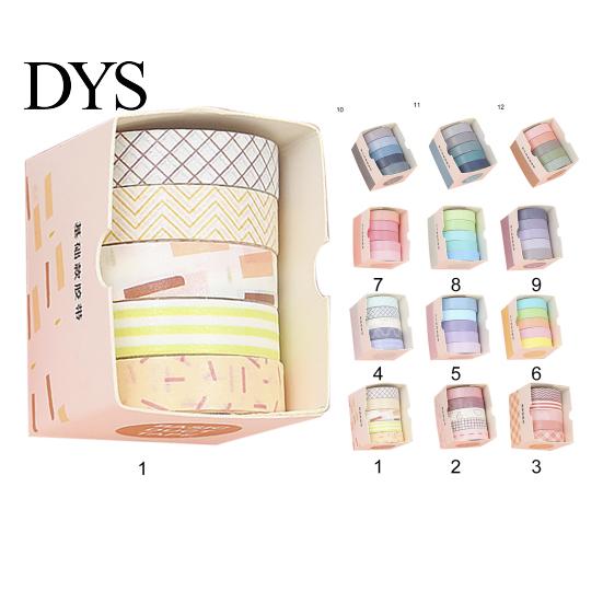 Scrapbooking Sticker 5 Rolls/Set Tape Stylish Bright-colored Washi Exquisite Wide Application for Handicraft Lightweight