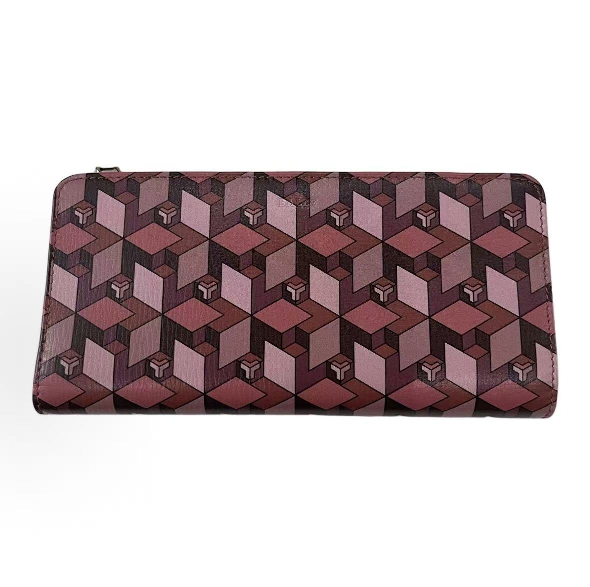 Bally Классическая Женская Серия Кожаный Клатч-Кошелек Женский Кошелек Розово-Красный 6219799 Basic Set (Bag+Dust Bag)
