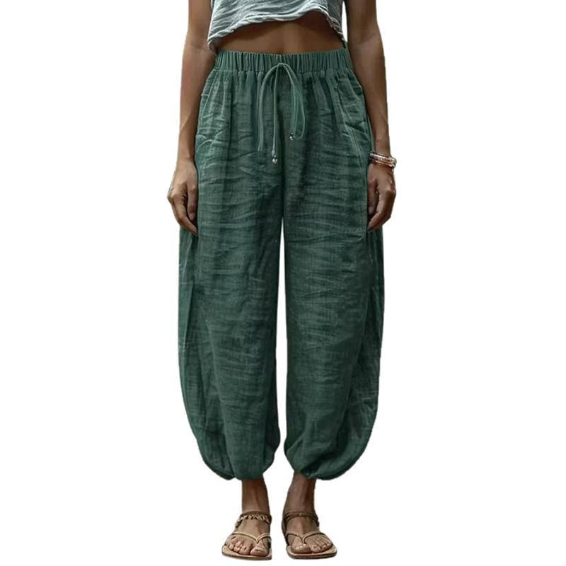 

Women s Elastic Lace-up Loose Casual Pants Wide-leg Pants M