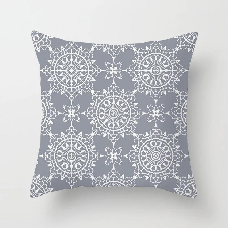 Grey Pattern Decorative Pillowcase Office Living Room Home Pillowcase Car Ornaments