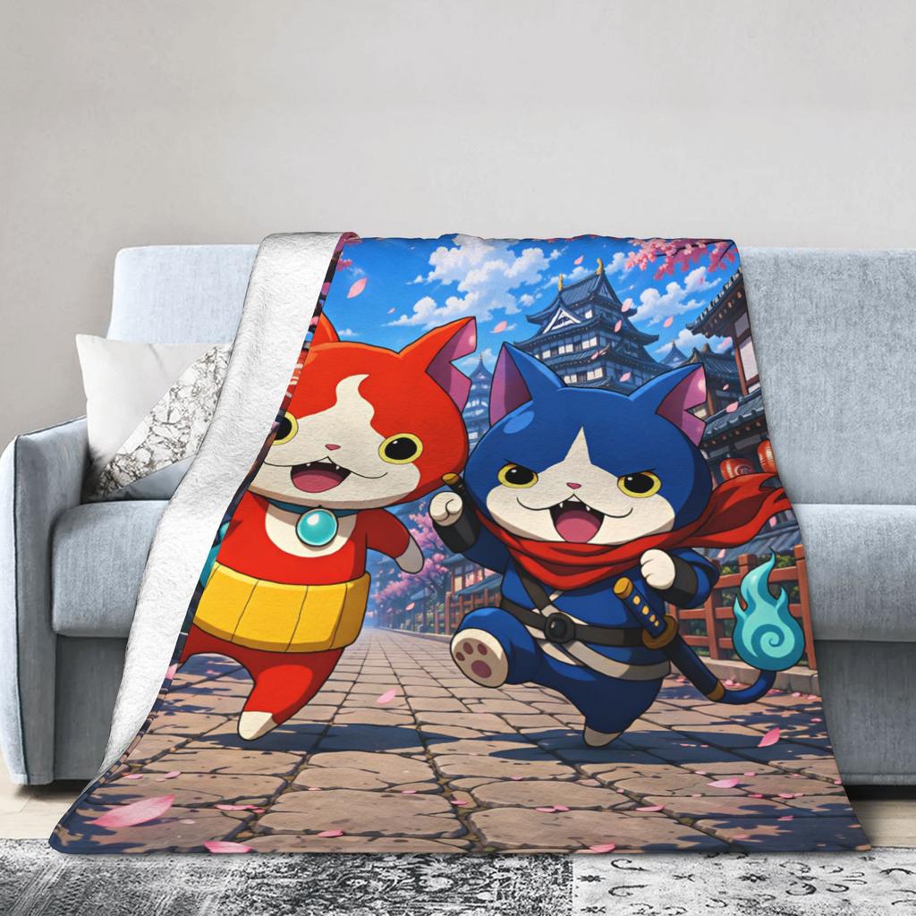Yokai Watchs Flannel Blanket Spring Super Soft Bedding Throws For Boy Girl Outdoor Funny Bedspread Sofa Bed Cover