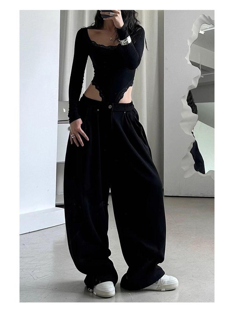 Damen American Retro Faule Sommer Weite Hosen