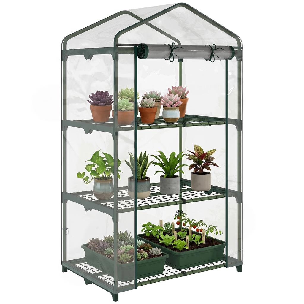 Greenhouse with Shelves, Winter-Proof Foil Greenhouse Hothouse for Balcony, 69 x 49 x 125 cm, Transparent