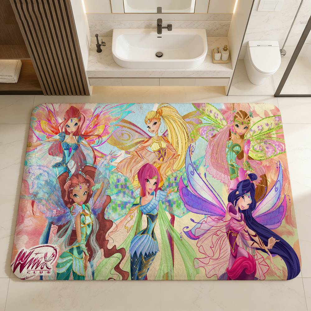 Girl-W-Winx Catoon Clubs Floor Mat Retro Multiple Choice Living Room Kitchen Rug Non-Slip Modern Home Decor