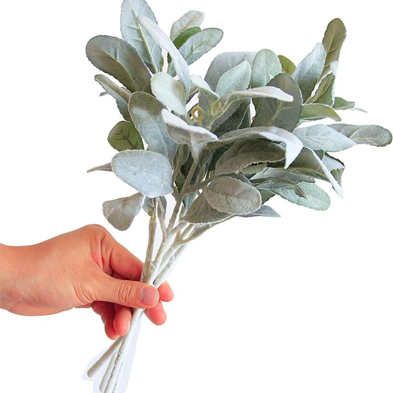 10Pcs Artificial Lambs Ear Greenery Stems Faux Branches for Bride Bouquets Picks Wedding Centerpiece DIY Wreath Floral Arrangeme