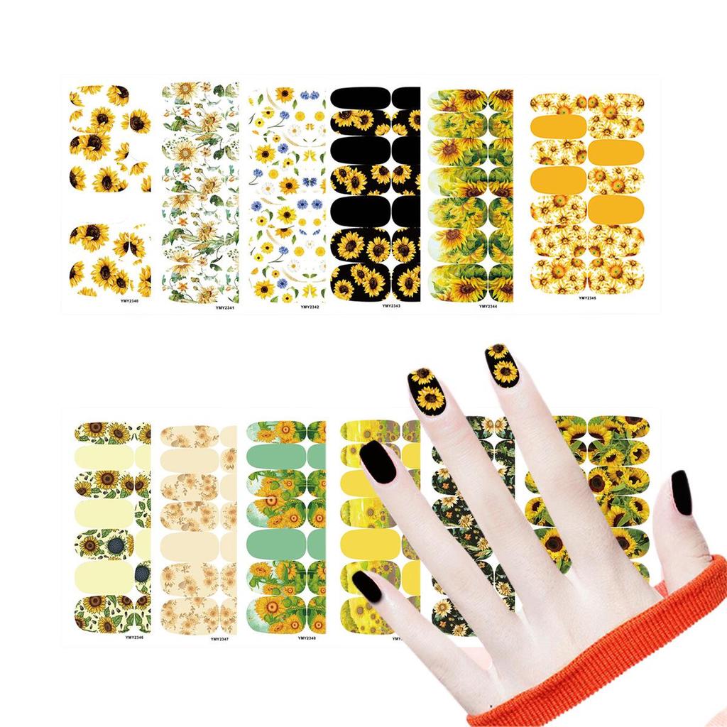Sunflower Nail Stickers - Trendy Full-Set Decorative Stickers (YMY2340-2)