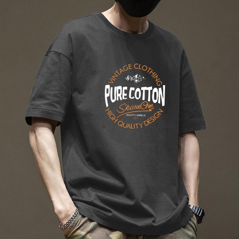 Men Short Sleeve Print Cotton T Shirt Summer Tops