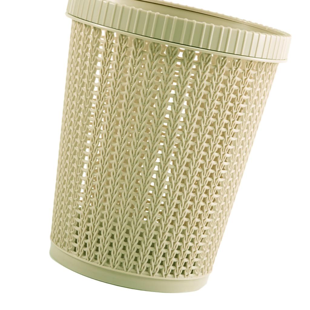 Poseholder Søppelbøtte Imitasjon Rattan Rund Plast Søppelbøtte Hjem Uten Lokk Søppeloppbevaring