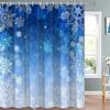 Blue Christmas Shower Curtain, Winter Snowflake Shower Curtains Set with 12 Hooks, Holiday Home Decor Fabric Shower Curtains