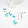 4pcs Creative 21 Colors Crystal Zirconia Butterfly Bracelet Necklace Earrings Ring Jewelry Set Luxury For Woman Party Jewelry
