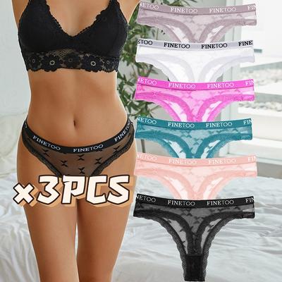 3 τμχ/σετ Δαντελένια στρινγκ γυναικεία εσώρουχα Χαμηλή μέση Γυναικεία συμπαγή άνετα γυναικεία σώβρακα αναπνεύσιμα εσώρουχα