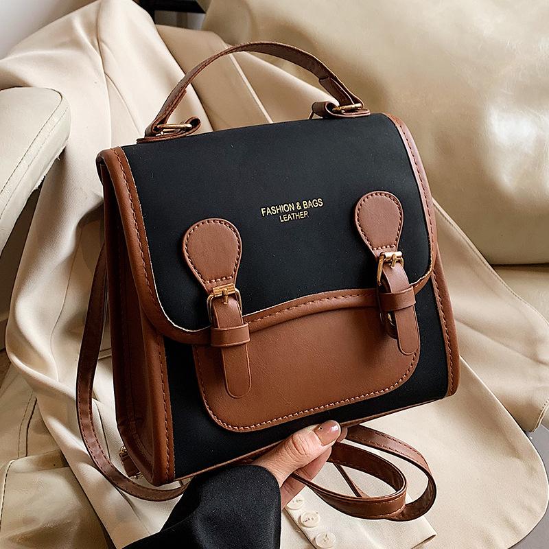 Retro Fashion Contrast Color Backpack for Women New Style Niche Versatile Handbag for College Students Casual Women's Bag for Class