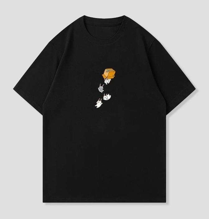 Summer Kawaii Print Short Sleeve Crew Neck Women Top Cute Rabbit Tee Funny Cartoon Graphic Casual Daily Yk Streetwear Women Tee